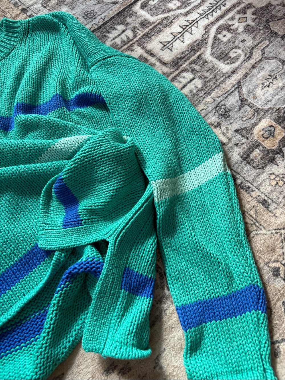HIHO Pullover Relaxed Crew Neck blue striped Sweater NWT Size M - Picture 5 of 7